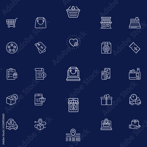 Outline Ecommerce icon pack. Business icon elements. Seamlesss icon pack. Vector