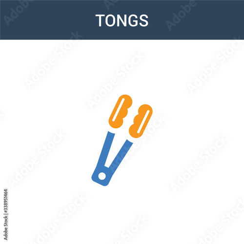 two colored tongs concept vector icon. 2 color tongs vector illustration. isolated blue and orange eps icon on white background.