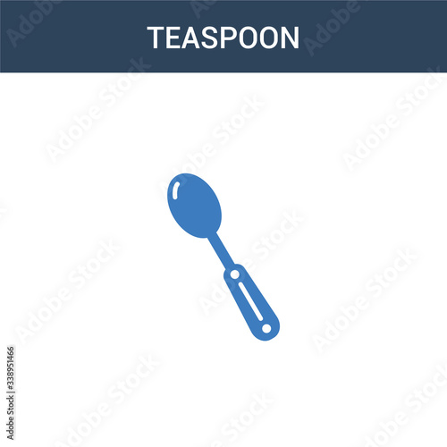 two colored teaspoon concept vector icon. 2 color teaspoon vector illustration. isolated blue and orange eps icon on white background.