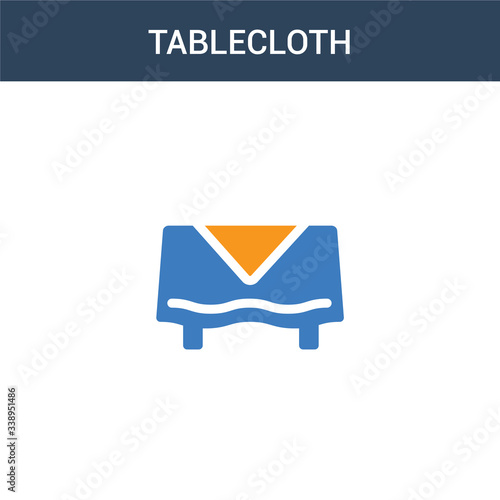 two colored tablecloth concept vector icon. 2 color tablecloth vector illustration. isolated blue and orange eps icon on white background.