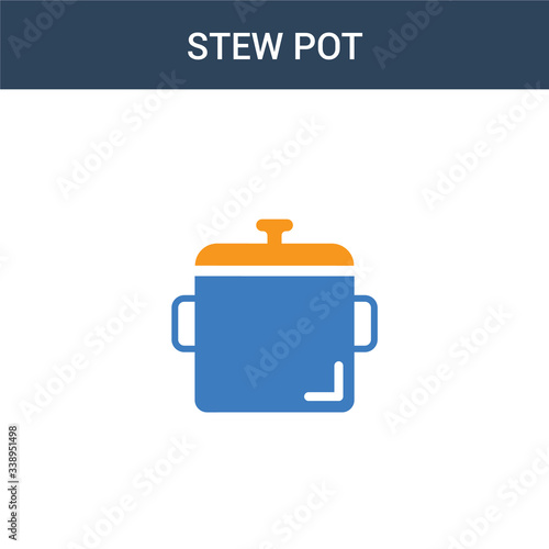 two colored stew pot concept vector icon. 2 color stew pot vector illustration. isolated blue and orange eps icon on white background.
