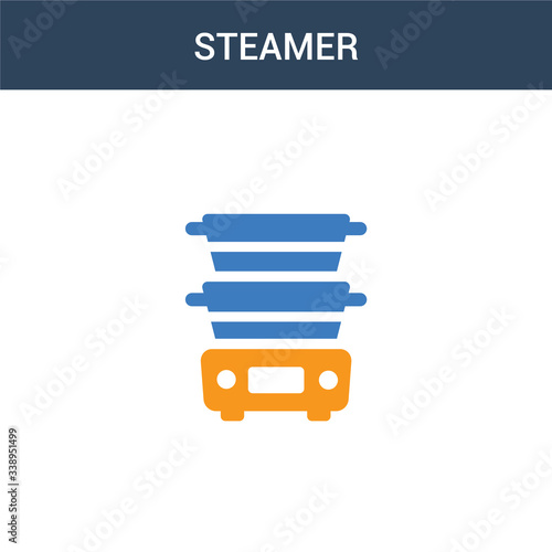 two colored steamer concept vector icon. 2 color steamer vector illustration. isolated blue and orange eps icon on white background.
