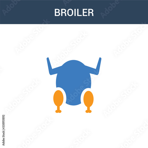two colored broiler concept vector icon. 2 color broiler vector illustration. isolated blue and orange eps icon on white background.