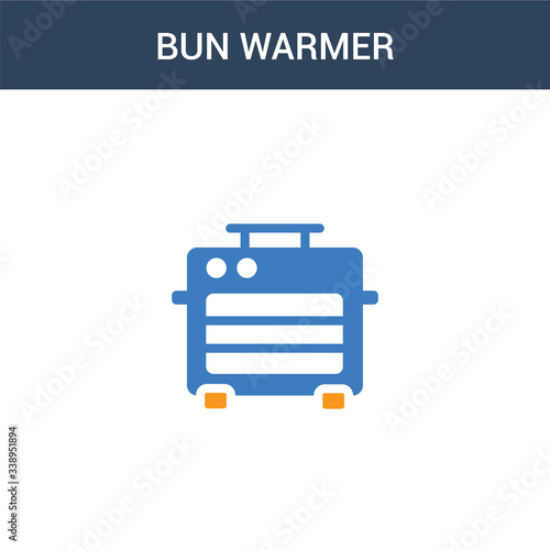two colored bun warmer concept vector icon. 2 color bun warmer vector illustration. isolated blue and orange eps icon on white background.