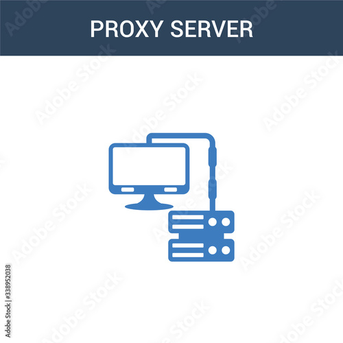 two colored proxy server concept vector icon. 2 color proxy server vector illustration. isolated blue and orange eps icon on white background.