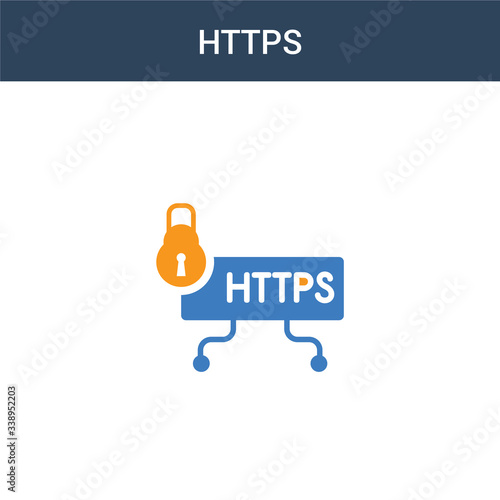 two colored Https concept vector icon. 2 color Https vector illustration. isolated blue and orange eps icon on white background.