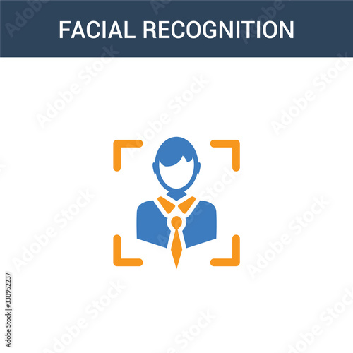 two colored Facial recognition concept vector icon. 2 color Facial recognition vector illustration. isolated blue and orange eps icon on white background.