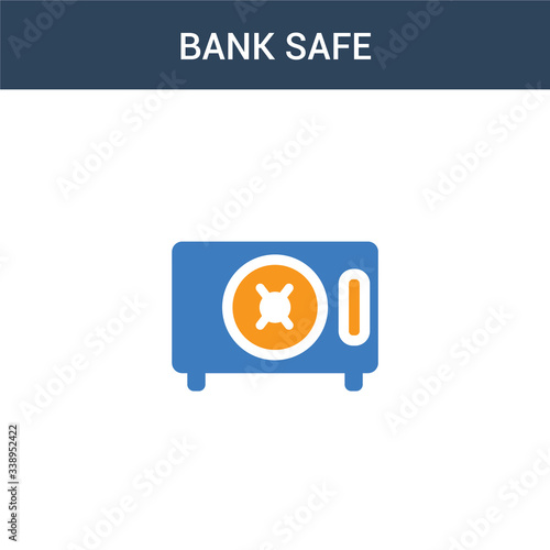 two colored bank safe concept vector icon. 2 color bank safe vector illustration. isolated blue and orange eps icon on white background.