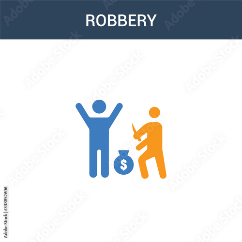 two colored Robbery concept vector icon. 2 color Robbery vector illustration. isolated blue and orange eps icon on white background.