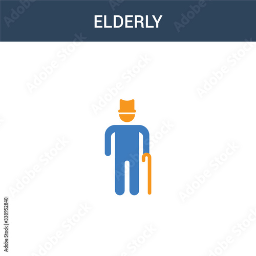 two colored Elderly concept vector icon. 2 color Elderly vector illustration. isolated blue and orange eps icon on white background.