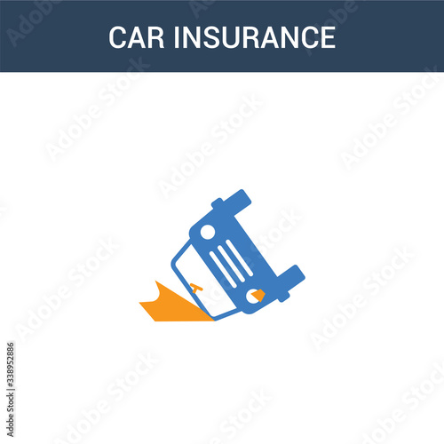 two colored Car insurance concept vector icon. 2 color Car insurance vector illustration. isolated blue and orange eps icon on white background.