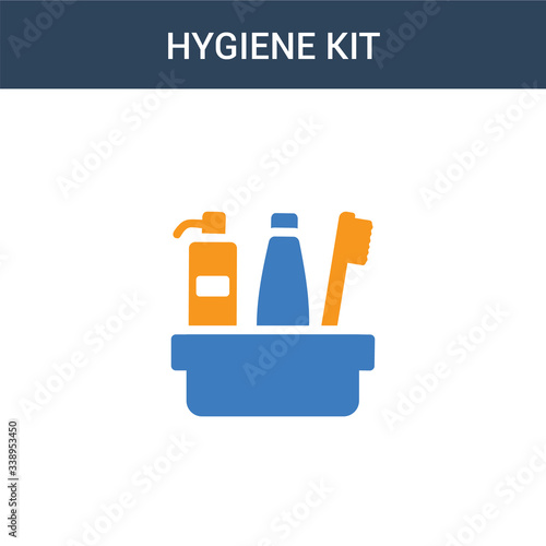 two colored hygiene kit concept vector icon. 2 color hygiene kit vector illustration. isolated blue and orange eps icon on white background.