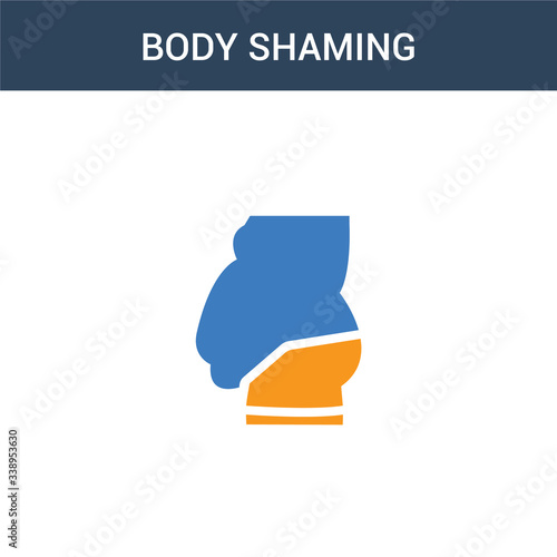 two colored body shaming concept vector icon. 2 color body shaming vector illustration. isolated blue and orange eps icon on white background.