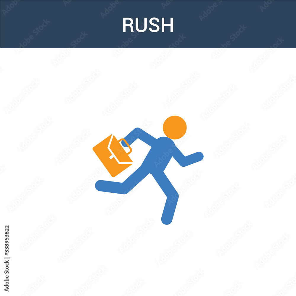 two colored Rush concept vector icon. 2 color Rush vector illustration. isolated blue and orange eps icon on white background.