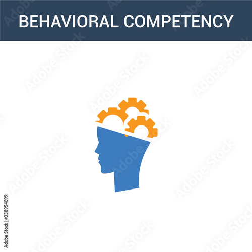 two colored Behavioral competency concept vector icon. 2 color Behavioral competency vector illustration. isolated blue and orange eps icon on white background.