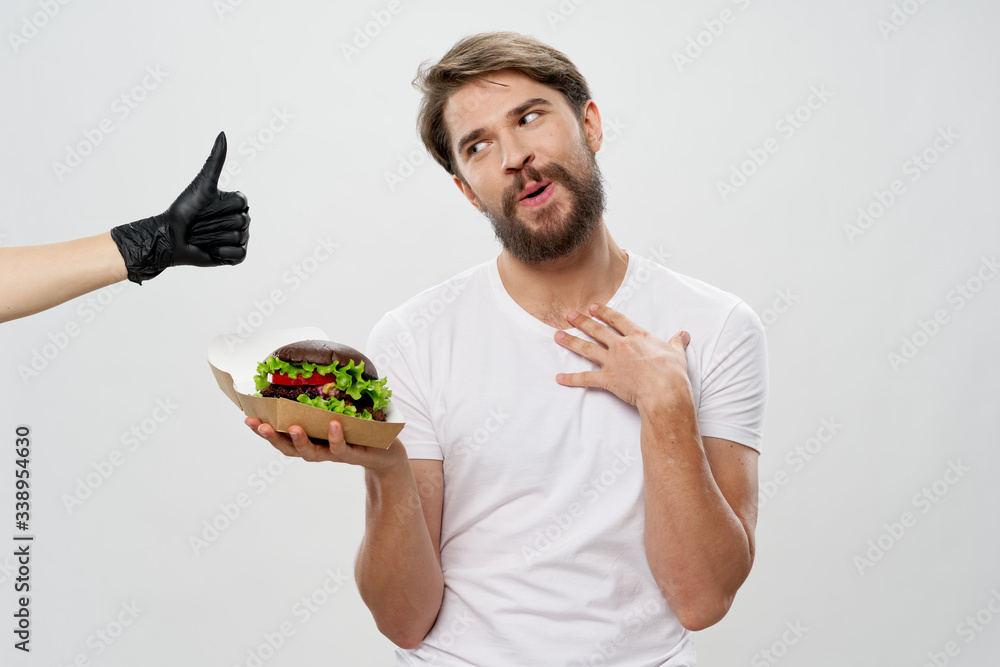 Bearded man burger fast food restaurant food delivery Bearded man burger fast food restaurant food delivery