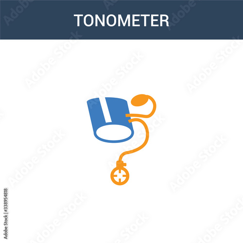 two colored Tonometer concept vector icon. 2 color Tonometer vector illustration. isolated blue and orange eps icon on white background.