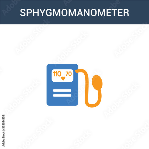 two colored Sphygmomanometer concept vector icon. 2 color Sphygmomanometer vector illustration. isolated blue and orange eps icon on white background.