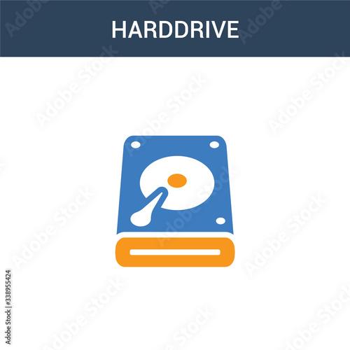 two colored Harddrive concept vector icon. 2 color Harddrive vector illustration. isolated blue and orange eps icon on white background.
