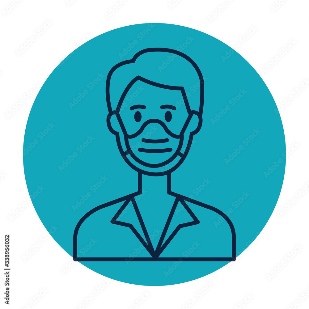 man using face mask in frame circular vector illustration design man using face mask in frame circular vector illustration design