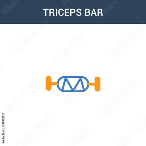 two colored Triceps bar concept vector icon. 2 color Triceps bar vector illustration. isolated blue and orange eps icon on white background.