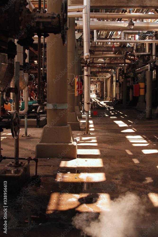 Ground floor of an oil refinery