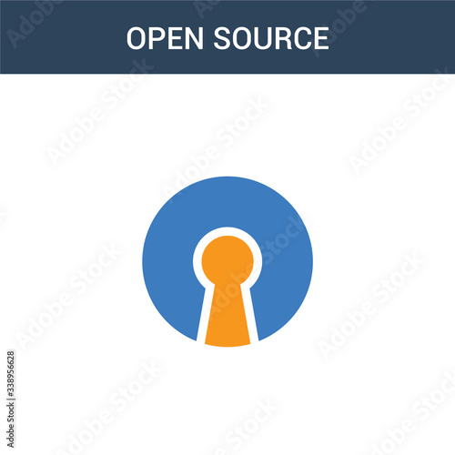 two colored open source concept vector icon. 2 color open source vector illustration. isolated blue and orange eps icon on white background.