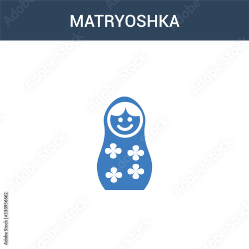 two colored matryoshka concept vector icon. 2 color matryoshka vector illustration. isolated blue and orange eps icon on white background.