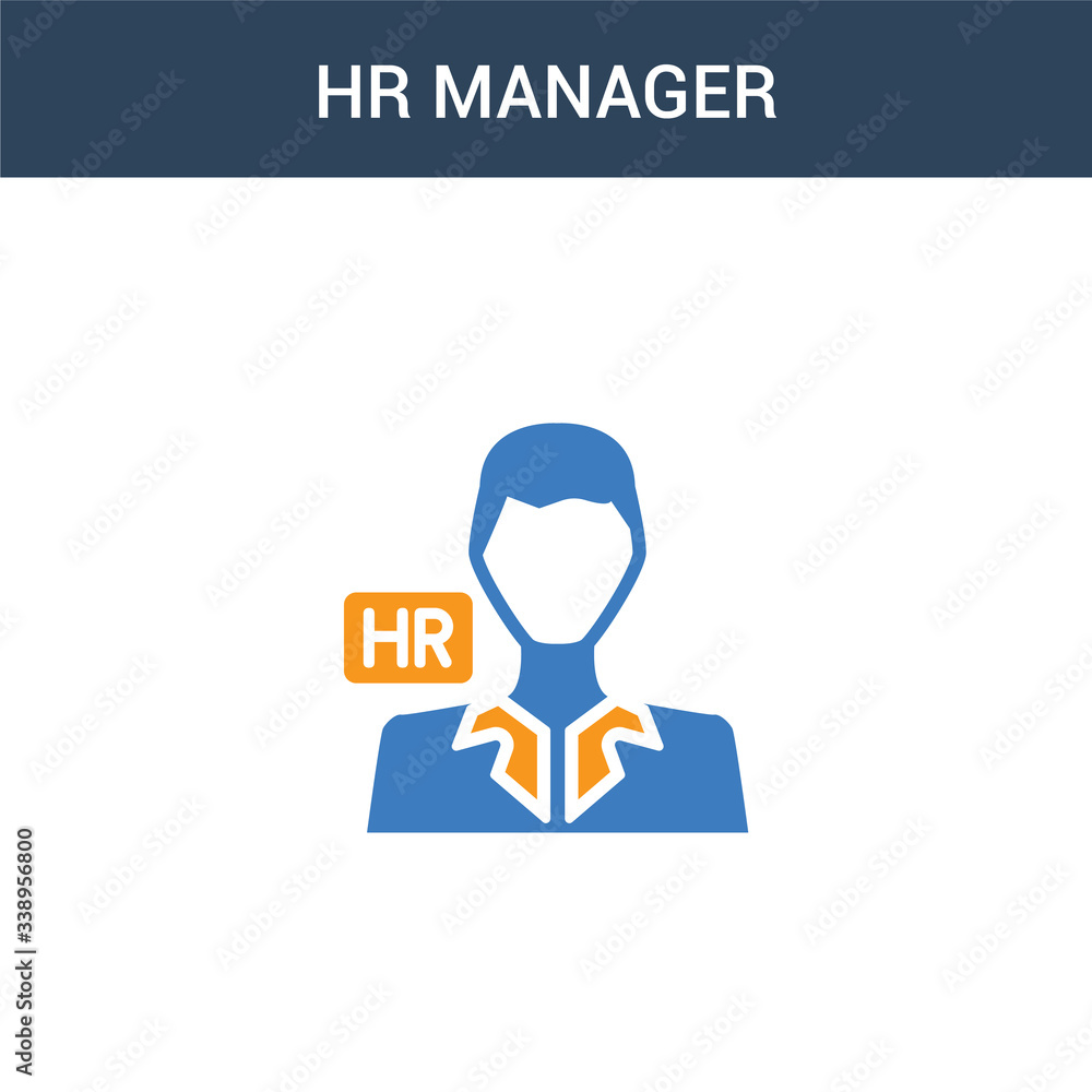 two colored hr manager concept vector icon. 2 color hr manager vector illustration. isolated blue and orange eps icon on white background.