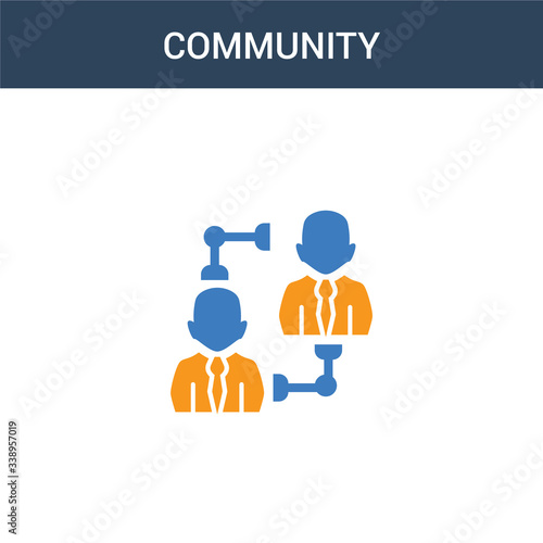 two colored community concept vector icon. 2 color community vector illustration. isolated blue and orange eps icon on white background.