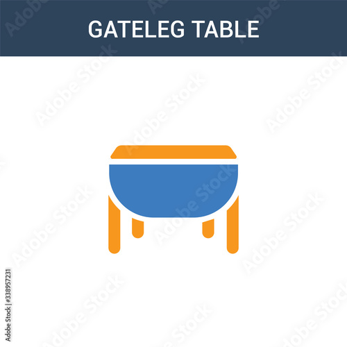 two colored gateleg table concept vector icon. 2 color gateleg table vector illustration. isolated blue and orange eps icon on white background. photo