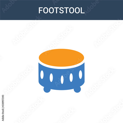 two colored footstool concept vector icon. 2 color footstool vector illustration. isolated blue and orange eps icon on white background.