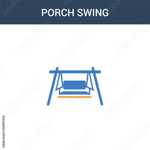 two colored porch swing concept vector icon. 2 color porch swing vector illustration. isolated blue and orange eps icon on white background.