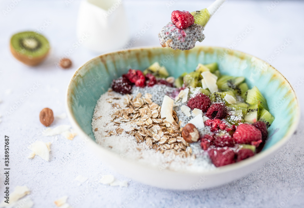 A picture of a really healthy oatmeal for breakfast. A picture of a really healthy oatmeal for breakfast.