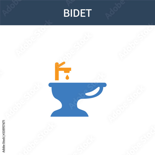 two colored bidet concept vector icon. 2 color bidet vector illustration. isolated blue and orange eps icon on white background.