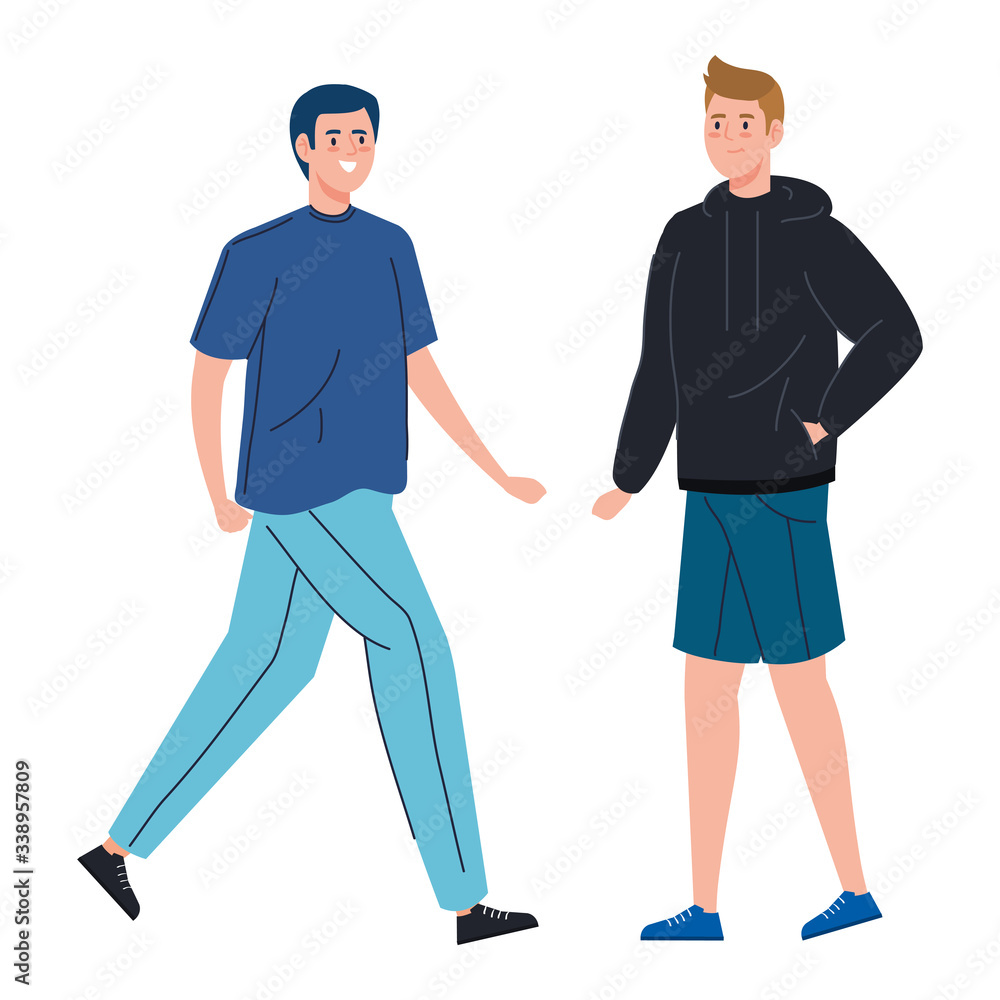 young men walking isolated icon vector illustration design young men walking isolated icon vector illustration design