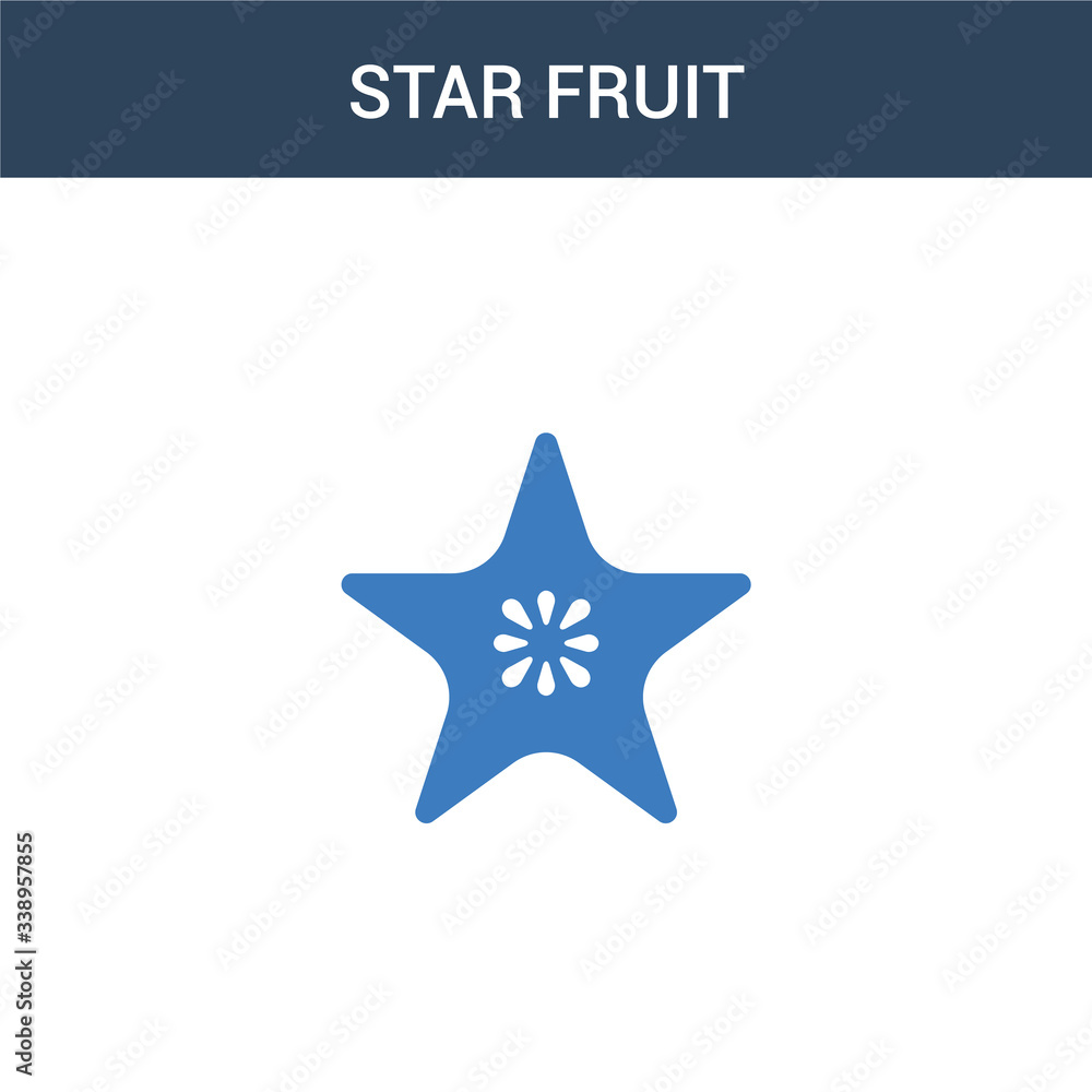 two colored Star fruit concept vector icon. 2 color Star fruit vector illustration. isolated blue and orange eps icon on white background.