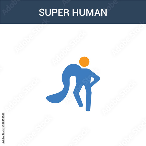 two colored super human concept vector icon. 2 color super human vector illustration. isolated blue and orange eps icon on white background.