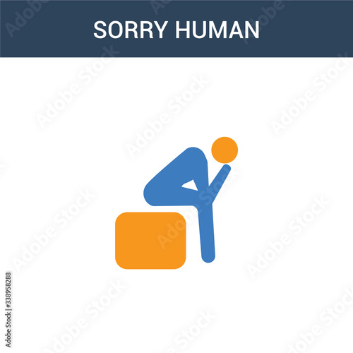 two colored sorry human concept vector icon. 2 color sorry human vector illustration. isolated blue and orange eps icon on white background.