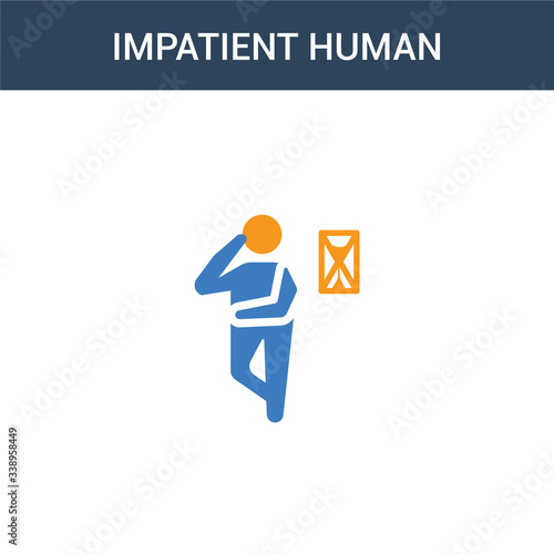 two colored impatient human concept vector icon. 2 color impatient human vector illustration. isolated blue and orange eps icon on white background.