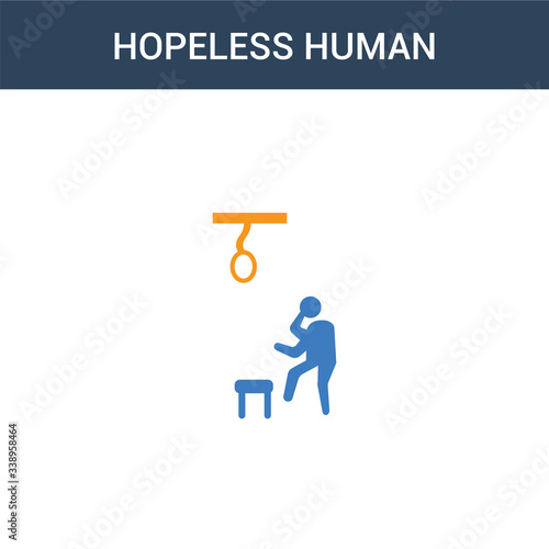 two colored hopeless human concept vector icon. 2 color hopeless human vector illustration. isolated blue and orange eps icon on white background.