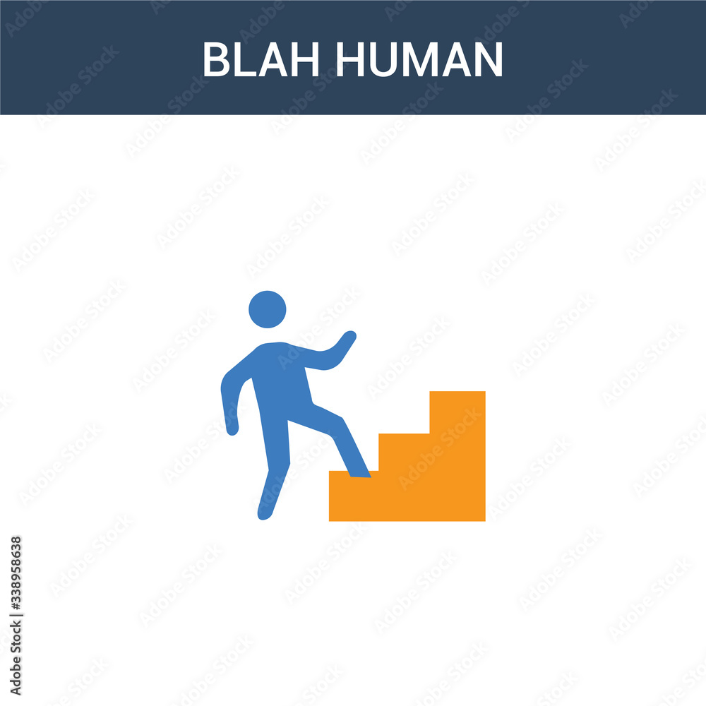 two colored blah human concept vector icon. 2 color blah human vector illustration. isolated blue and orange eps icon on white background.