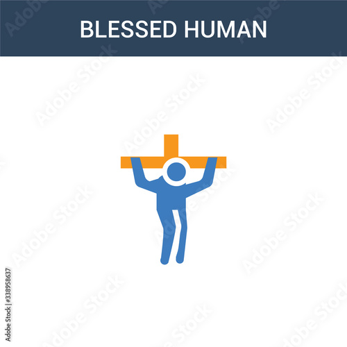 two colored blessed human concept vector icon. 2 color blessed human vector illustration. isolated blue and orange eps icon on white background.