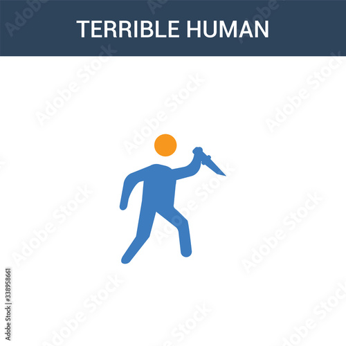 two colored terrible human concept vector icon. 2 color terrible human vector illustration. isolated blue and orange eps icon on white background.