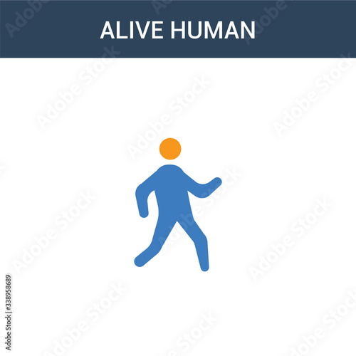 two colored alive human concept vector icon. 2 color alive human vector illustration. isolated blue and orange eps icon on white background.