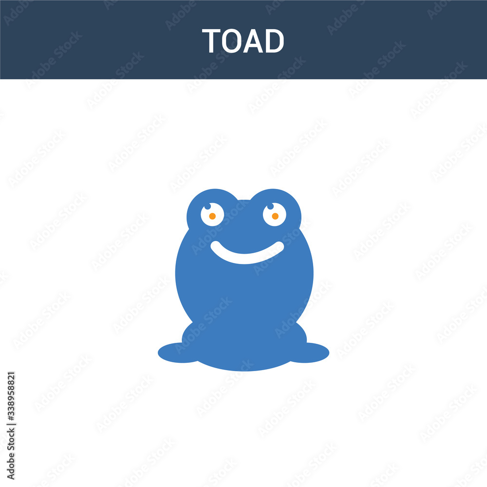 two colored toad concept vector icon. 2 color toad vector illustration. isolated blue and orange eps icon on white background.