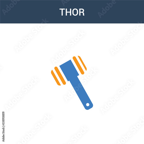 two colored Thor concept vector icon. 2 color Thor vector illustration. isolated blue and orange eps icon on white background.