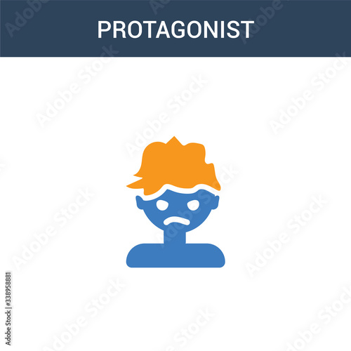 two colored protagonist concept vector icon. 2 color protagonist vector illustration. isolated blue and orange eps icon on white background.
