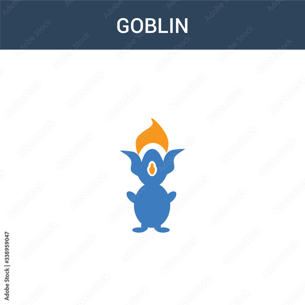 two colored Goblin concept vector icon. 2 color Goblin vector illustration. isolated blue and orange eps icon on white background. - obrazy, fototapety, plakaty 