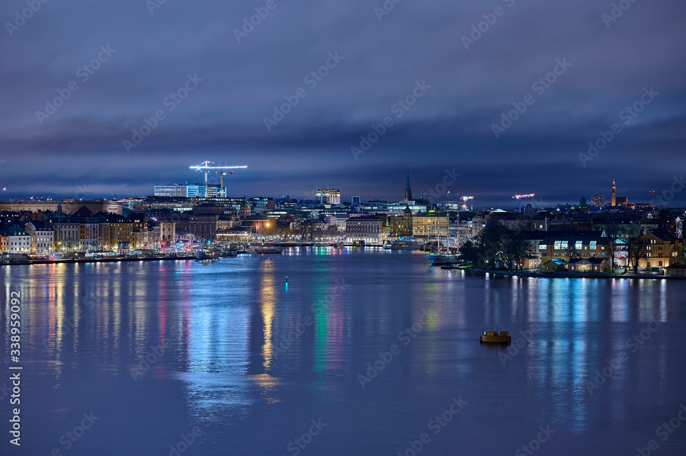 View over Stockholm and Old town in 
the evening
